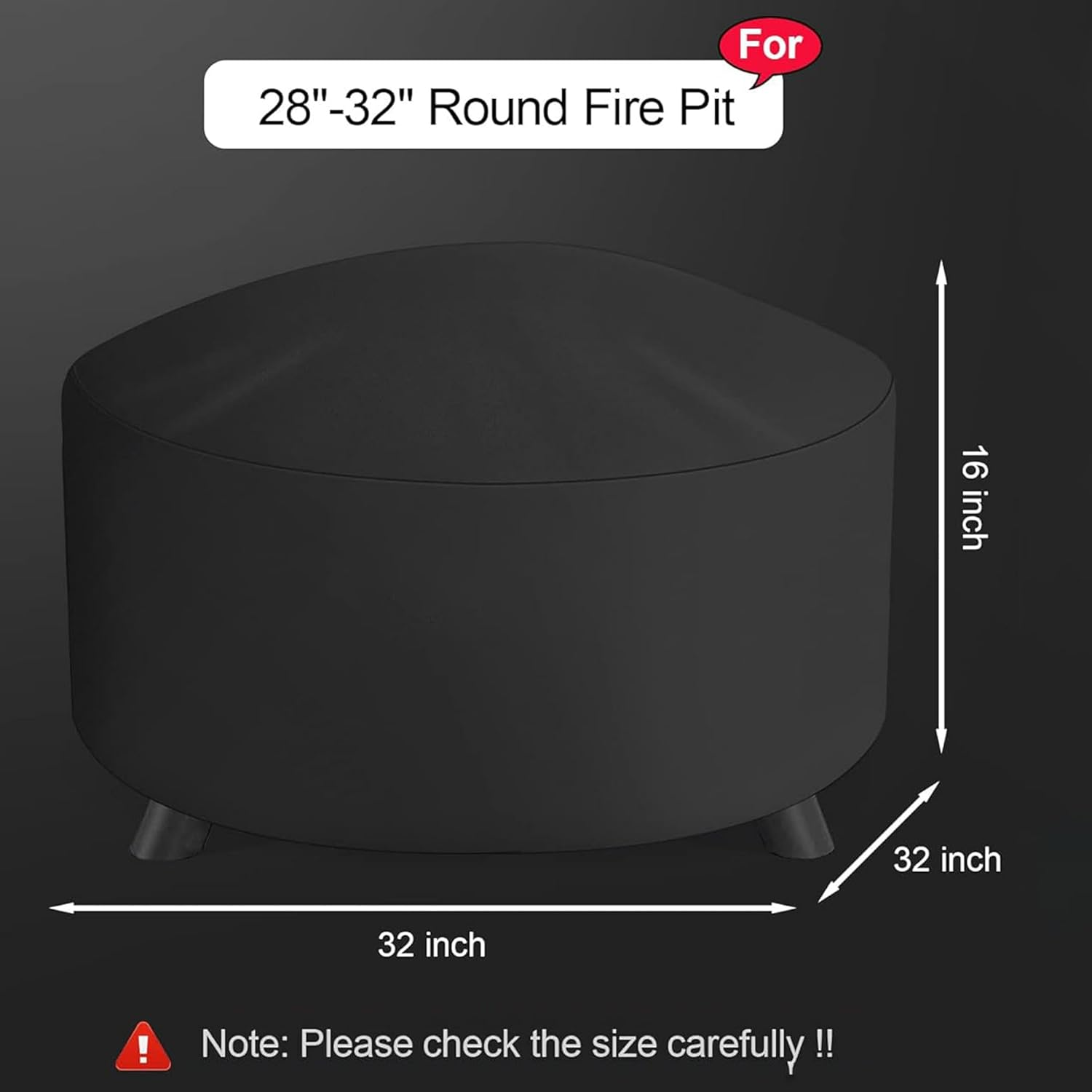 Fire Pit Cover round 81CM BBQ Cover Outdoor Waterproof Firepit Cover Patio Fire Table Cover Outdoor 32 Inch round Fire Bowl Cover for Garden, Lawn, Heavy Duty 600D - 81X81X40Cm image number 6