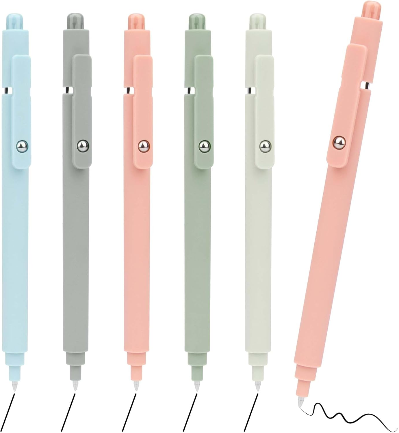 YUNAI Retractable Gel Pens, 5PCS 0.5Mm Black Ink Ballpoint Pens with Silicone Clip, Premium Smooth Writing Quick Dry Ink Fine Point Rollerball Pens for School Office Home Stationery Supplies