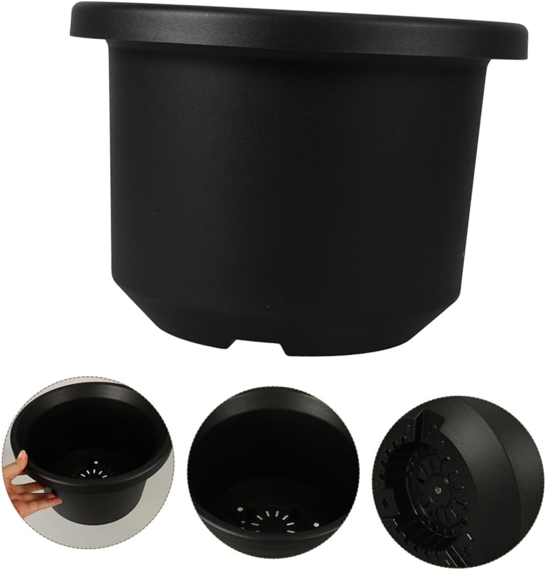 2Pcs Nursery Pot for Plants Outdoor Indoor Grow Pots Large Plastic Planters Drainage Black For