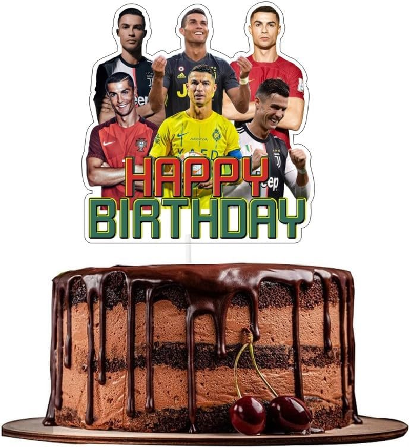 25Pcs Soccer Cake Decorations with 1Pcs Cake Topper, 24Pcs Cupcake Toppers for Football Birthday Party Supplies.