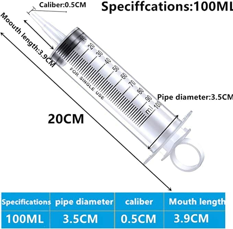 100Ml Syringe and 13" Plastic Tube, Science Lab Liquid Dispensing, Pet Feeding, Craft Gum, Oil, Lubricant, Sealant, Ink Filling (2Xpcs+2Pcs+4Pcs) image number 2
