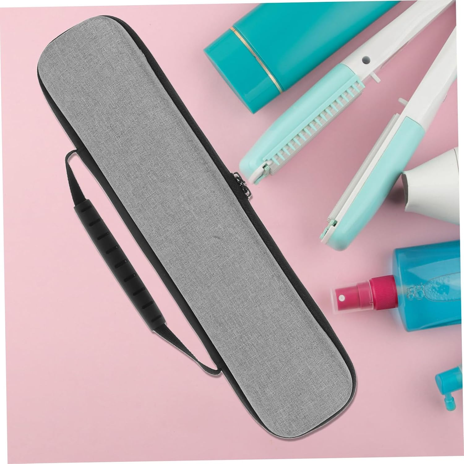Healeved Curling Wand Storage Bag Hair Iron Hard Case Travel Pouch Hair Tool Organiser Eva Case image number 1