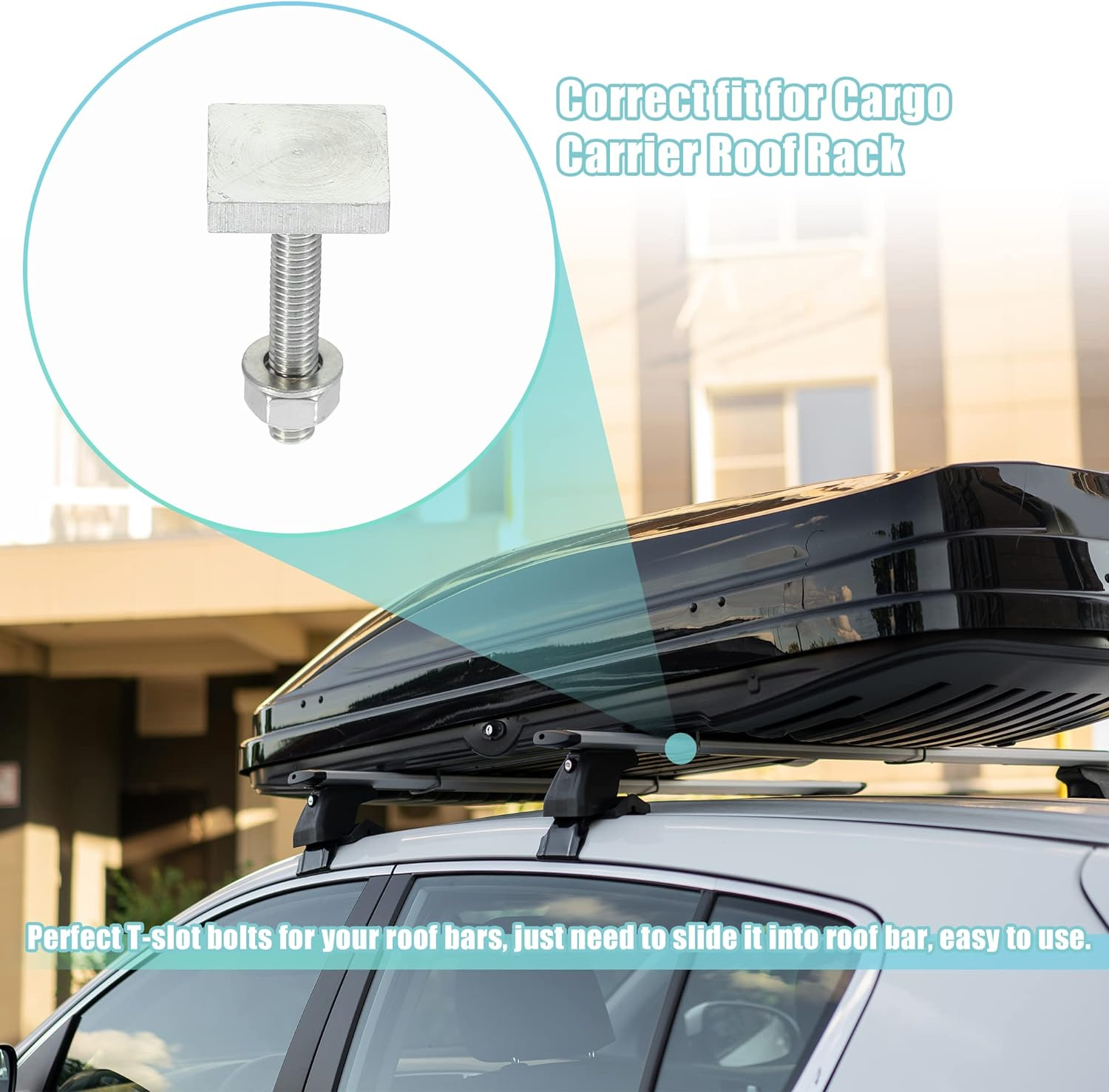 X AUTOHAUX 8Pcs Universal Roof Rack T Shaped Bolt Rooftop Cargo Carrier Rack Bolt T Shaped Slots T Shaped Track Bolts W/Nuts Washers Bike Rack Cross Bar Adapter White image number 1