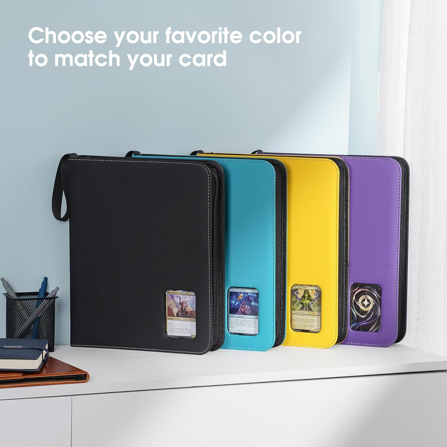 Procase 900 Pockets Card Binder with Clear Window for Trading Cards, 9 Double Sided Pockets Colletction Album Holder with Removable Sleeves for MTG, TCG, Sports, Football -Purple