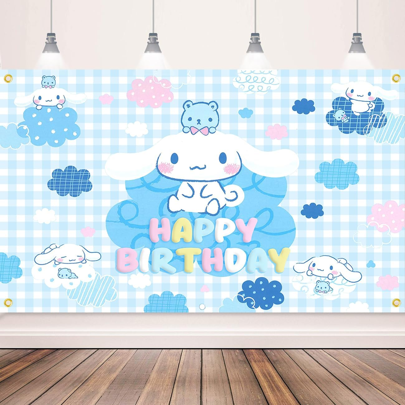 Cinnamoroll Birthday Decorations, Party Supplies Set Include Banner, Backdrop, Balloons, Hanging Swirls, Cake Cupcake Toppers, Tablecloth for Kids Cinnamoroll Theme Party image number 1