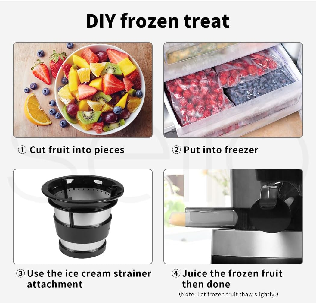 Spector Electric Cold Press Juicer Whole Fruits Vegetable Slow Masticating Machines Orange Celery Wheatgrass Carrot Juice Extactor Low Speed Sorbet Maker Black image number 5