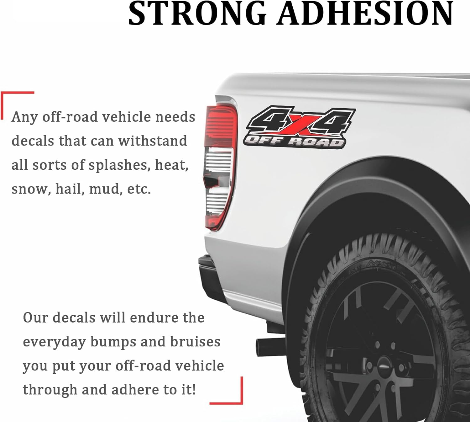 4X4 Offroad Decal Stickers 2Pcs, Auto Decoration Accessories Emblem Replacements Compatible with Ford F-150 F-250 F-350 Tacoma Tundra Ram Silverado Truck Pickup, with Squeegee 1Pcs, Black-And-Red image number 3