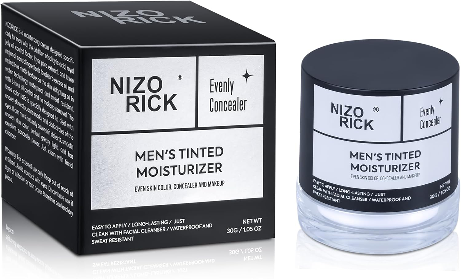 Men'S Foundation,Hydrating Non-Greasy Tinted Moisturizer for Men, Long Lasting Matte Concealer Full Coverage Men BB Cream CC Cream Foundation for All Skin Types, 30G/1.05 Oz (Medium Color, M)