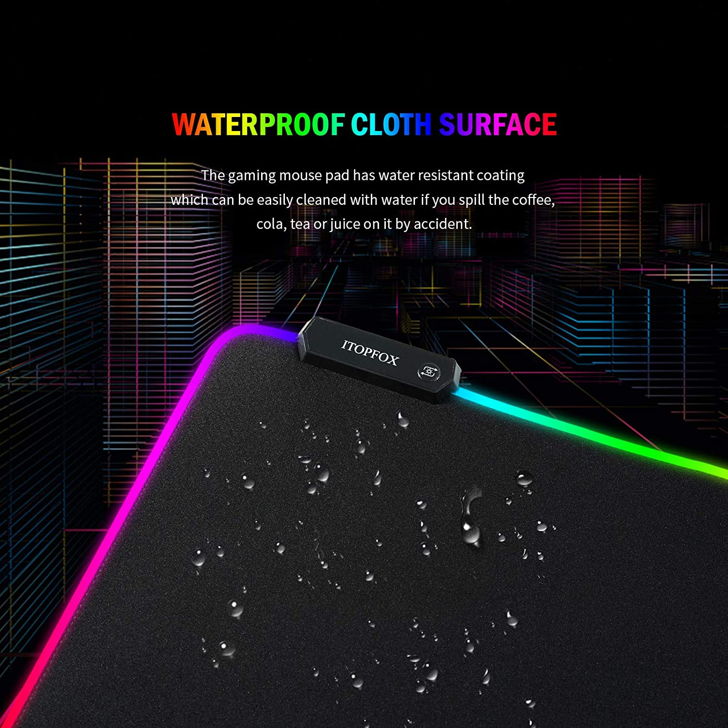 RGB Gaming Mouse Mat Pad - Large Extended Led Mousepad with 14 Lighting Modes 2 Brightness, Anti-Slip Rubber Base with Waterproof Coating Mouse Mat for Gamer 800&times;300&times;4Mm/31.5&times;11.8&times;0.16 Inch image number 2
