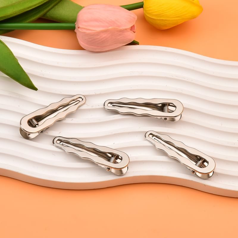 Silver Alligator Hair Clips Y2K Metal Clips for Hair Alligator Barrettes Duck Billed No Bend Hair Clips for Women Girls No Crease Hair Pins Hairpins Hairclips 10 PC Minimalist Hair Accessories - Duckbilled image number 4