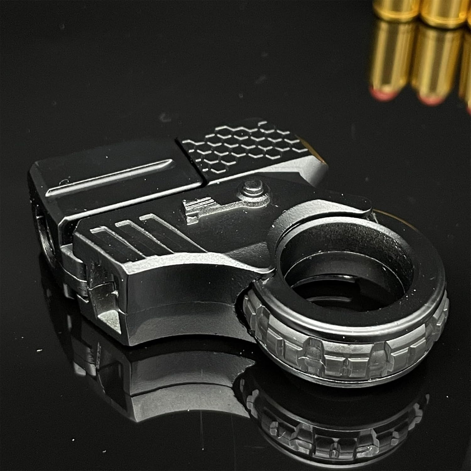 Alloy Gun Shape Fidget Ring EDC Fidget Spinner Metal Hand Spinner Adult Fidget Toys ADHD Tool Anxiety Stress Relief Toys Office Desk Toys (Black) image number 2
