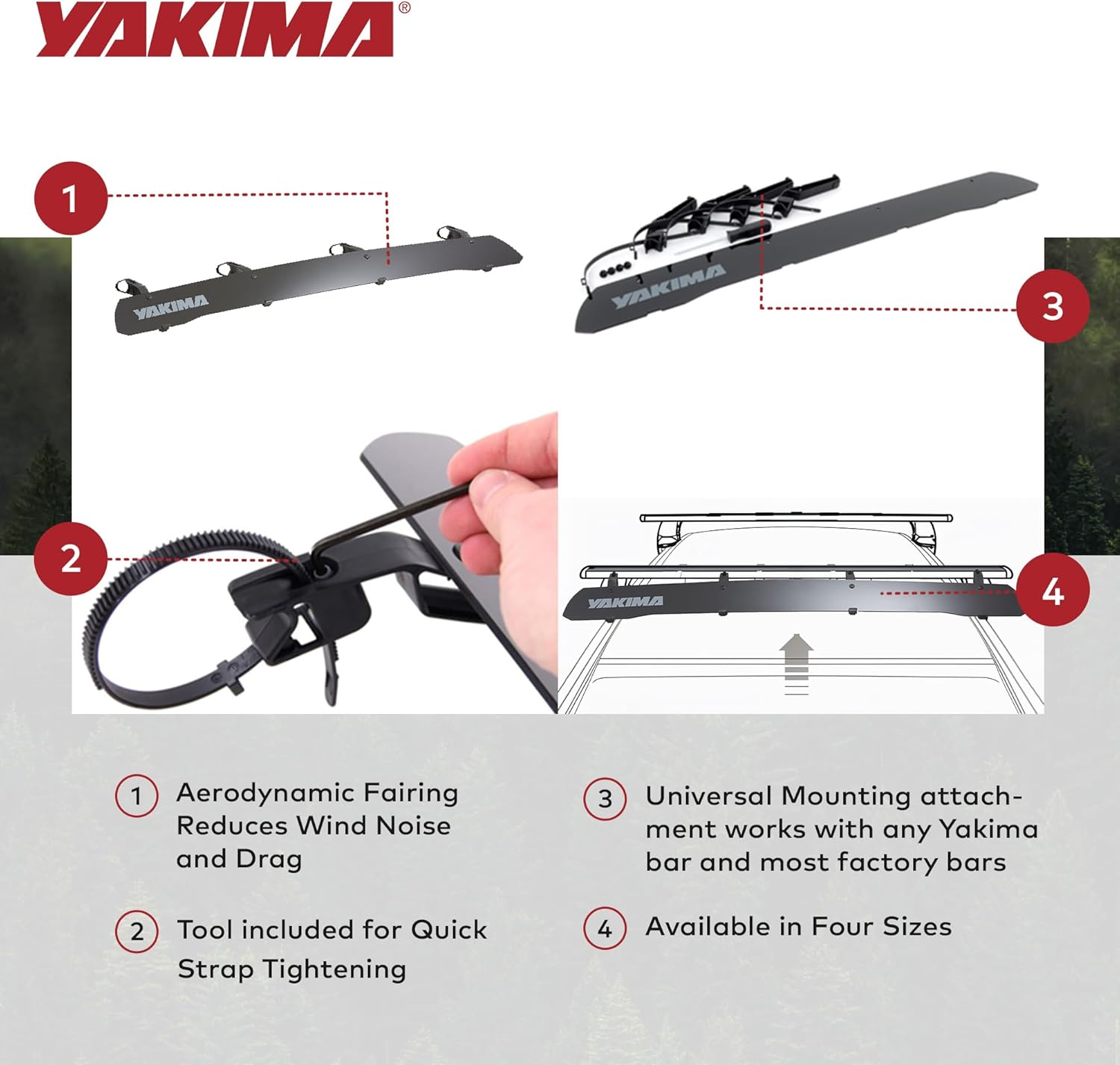 YAKIMA, Windshield Fairing for Roof Racks, Quiet Noise, Reduce Drag image number 1