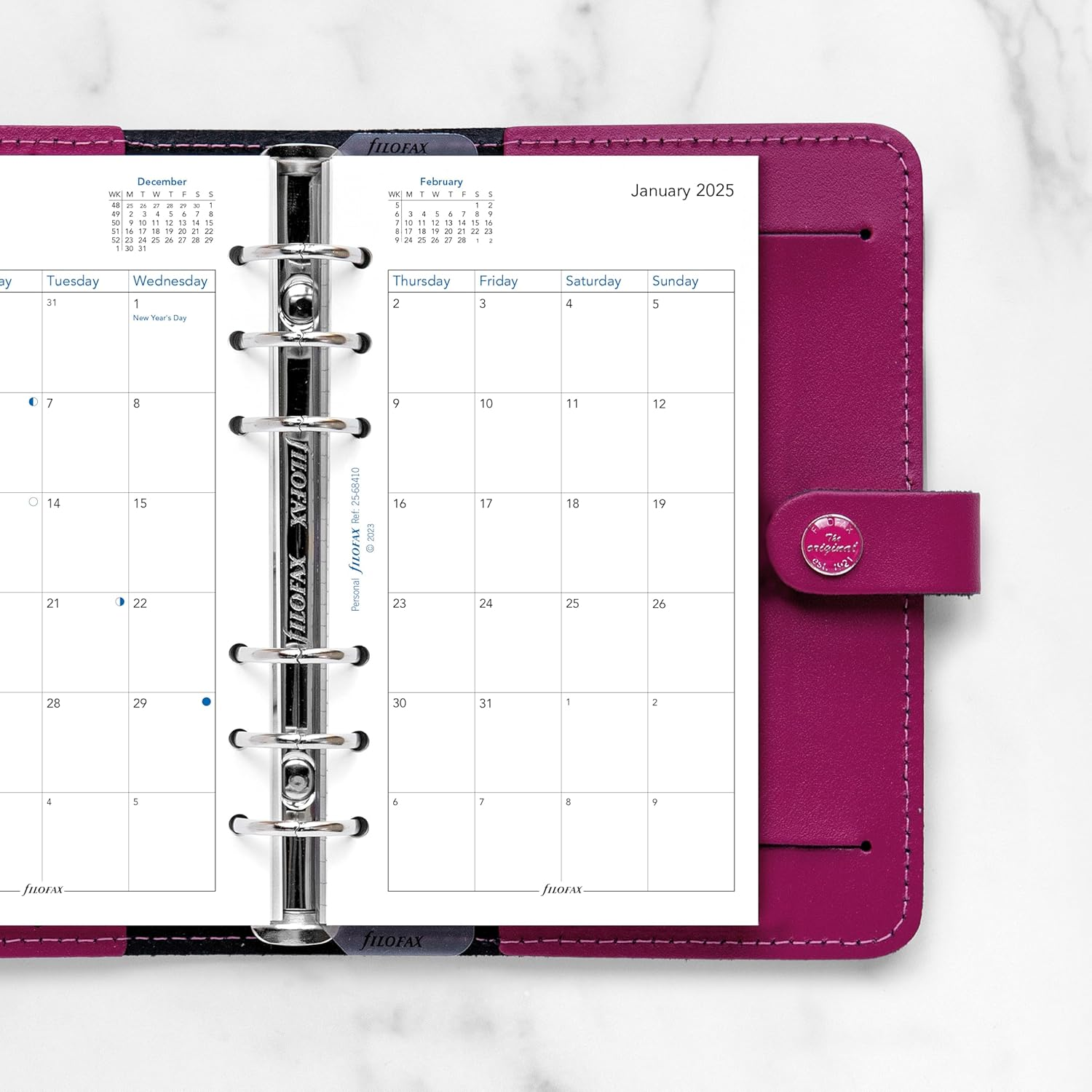 Filofax Calendar Diary Refill, Personal/Compact Size, Month-To-View, White Paper, English, 2025 (C68410-25) image number 2