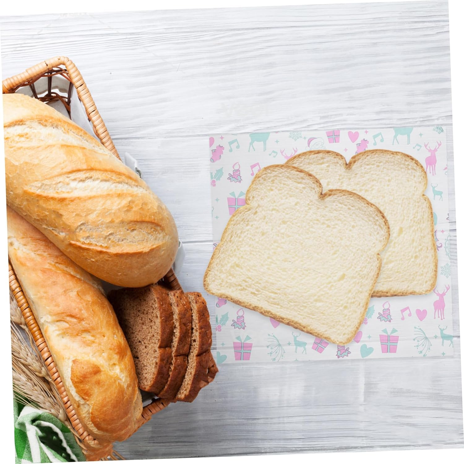 100 Sheets Christmas Paper Greaseproof Tissue Multi-Function Food Paper Burger Wrappers Grease Proof Liners Wax Paper Cookie Compact Bread Paper Greaseproof Paper Grease Paper image number 2