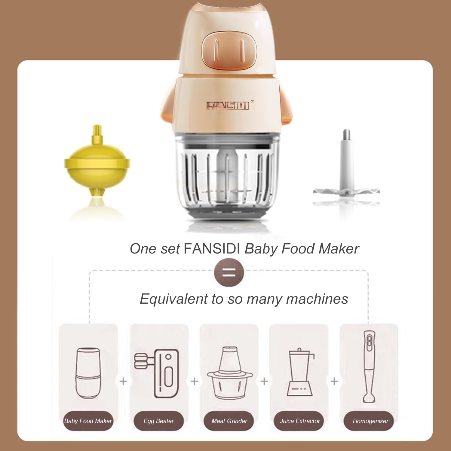 FANSIDI 2024 Baby Food Processor | Baby Food Maker - Multi-Function Food Blender for All Stages of Baby'S Growth, Puree, Fruit,Vegetable, Meat, Compact Baby Food Grinder with 1 Durable Glass Container image number 6