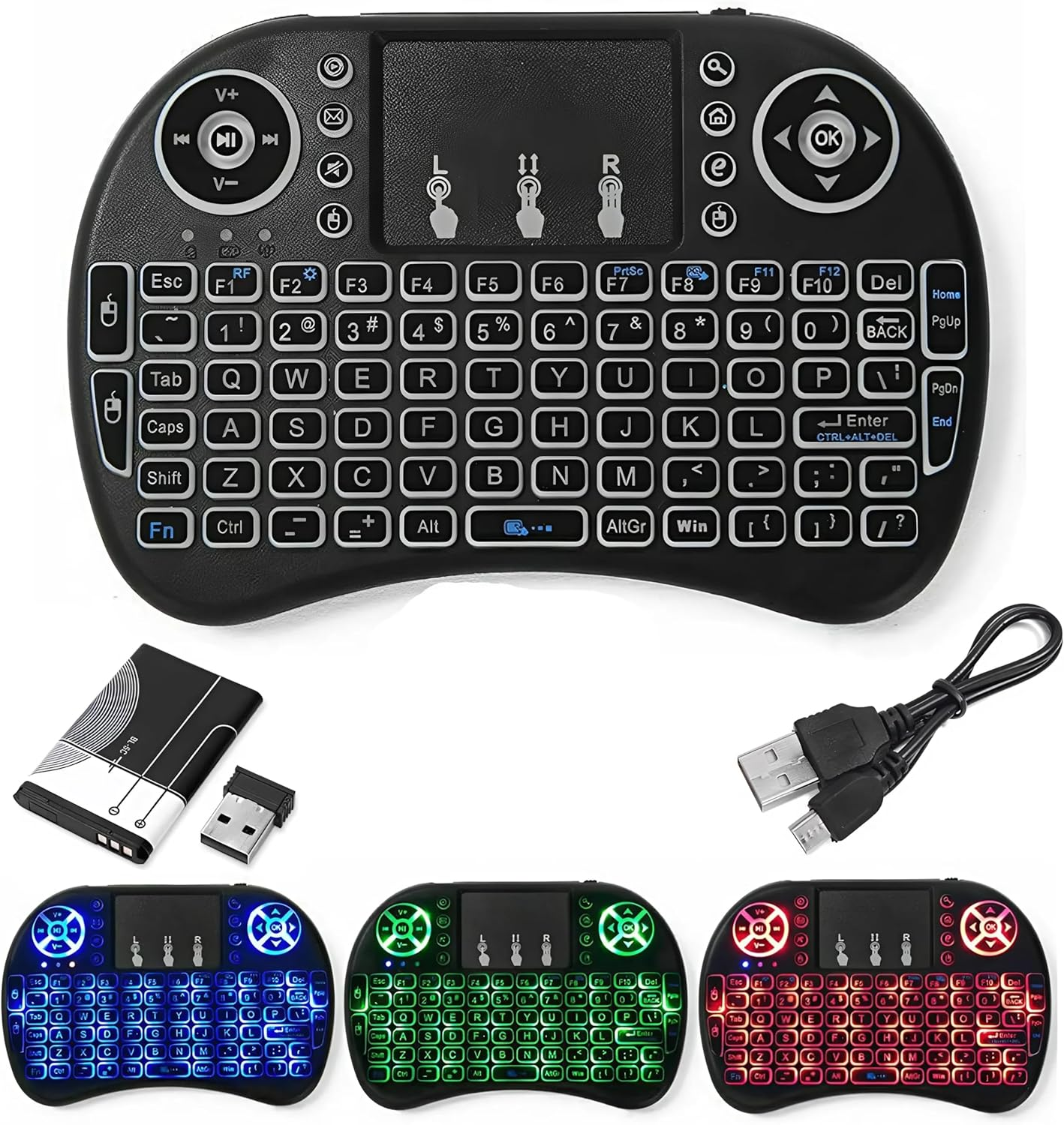 Ezonedeal Mini Wireless Keyboard with Touchpad Mouse 2.4Ghz LED Backlit Multi-Media Android Travel Keyboard for Pc, Pad, Xbox 360, Ps3, Google Android Tv Box, Htpc, Iptv, Raspberry Pi - Mini Keyboard image number 1