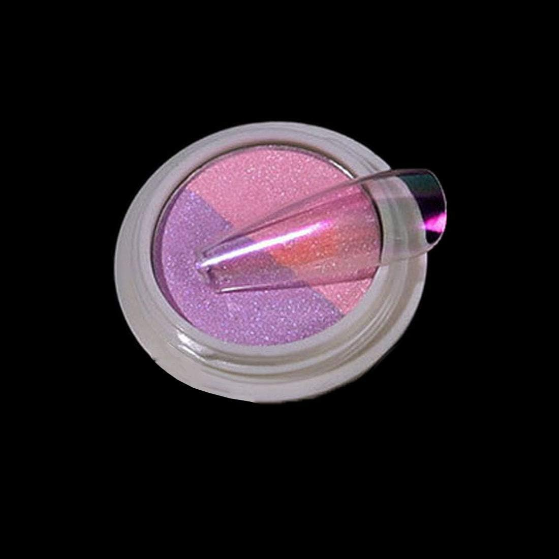 Nail Powder, Double Color Aurora Chrome Nail Powder Multi Mirror Effect Mermaid Neon Transparent Powder Manicure Pigment Glitter Fairy Dust Nail Art Decoration for Nail Art D&eacute;cor,0.8G image number 2