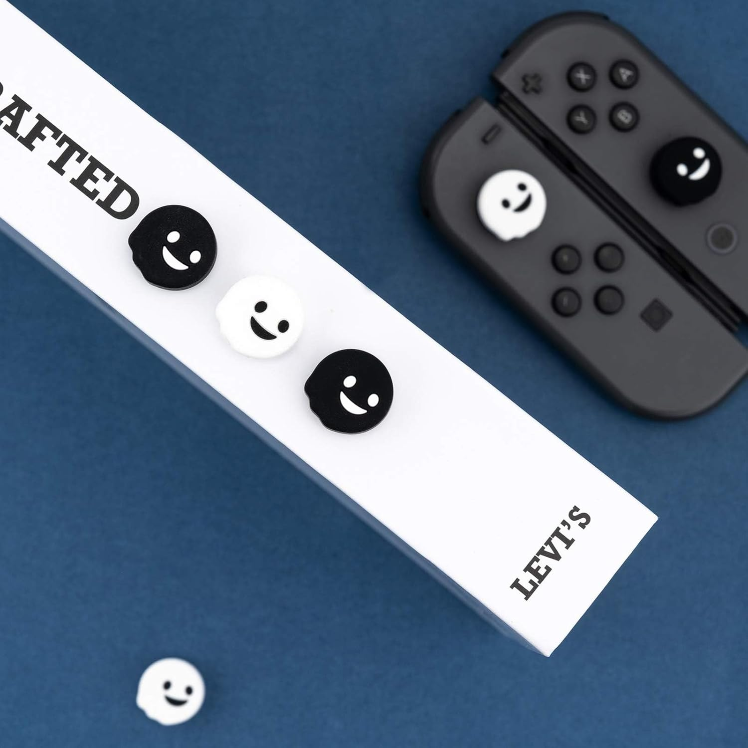 Geekshare 4PCS Cute Ghost Thumb Grip Caps, Soft Silicone Joystick Cover Compatible with Switch/Oled/Switch Lite - Black&White image number 6