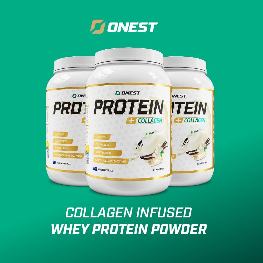 ONEST Collagen Infused Whey Protein Powder 960G &ndash; 30 Servings Easy-To-Digest Collagen Powder to Build & Maintain Muscle &ndash; 25 Grams Protein & 10 Grams Collagen for Protein Drink (Vanilla) image number 5