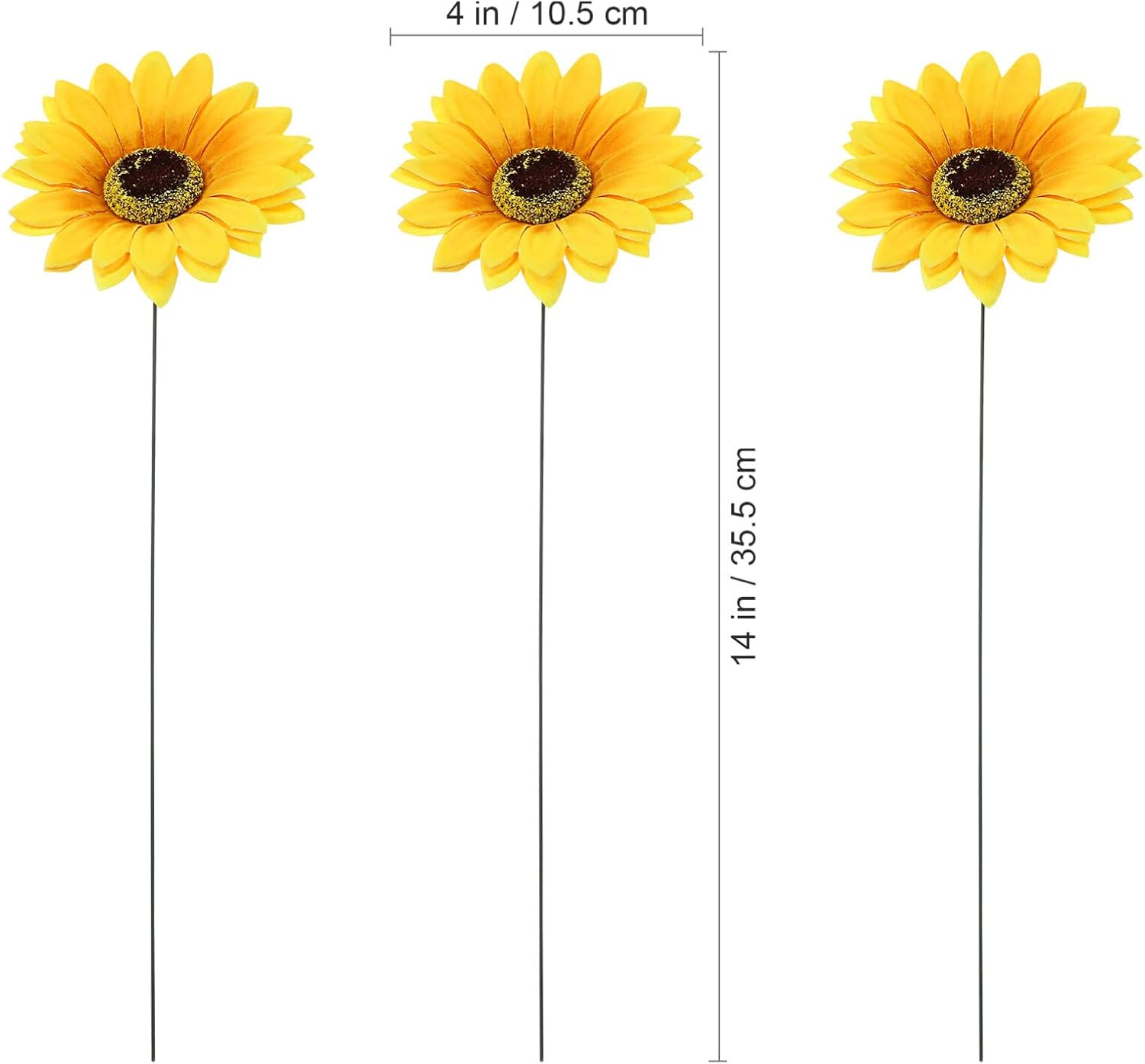 Alipis Metal Sunflower Stake, 5Pcs Rust Proof Yellow Silk Cloth Daisy Flower Stick Large Flower Yard Art Garden Decor for Outdoor Lawn Landscape image number 1