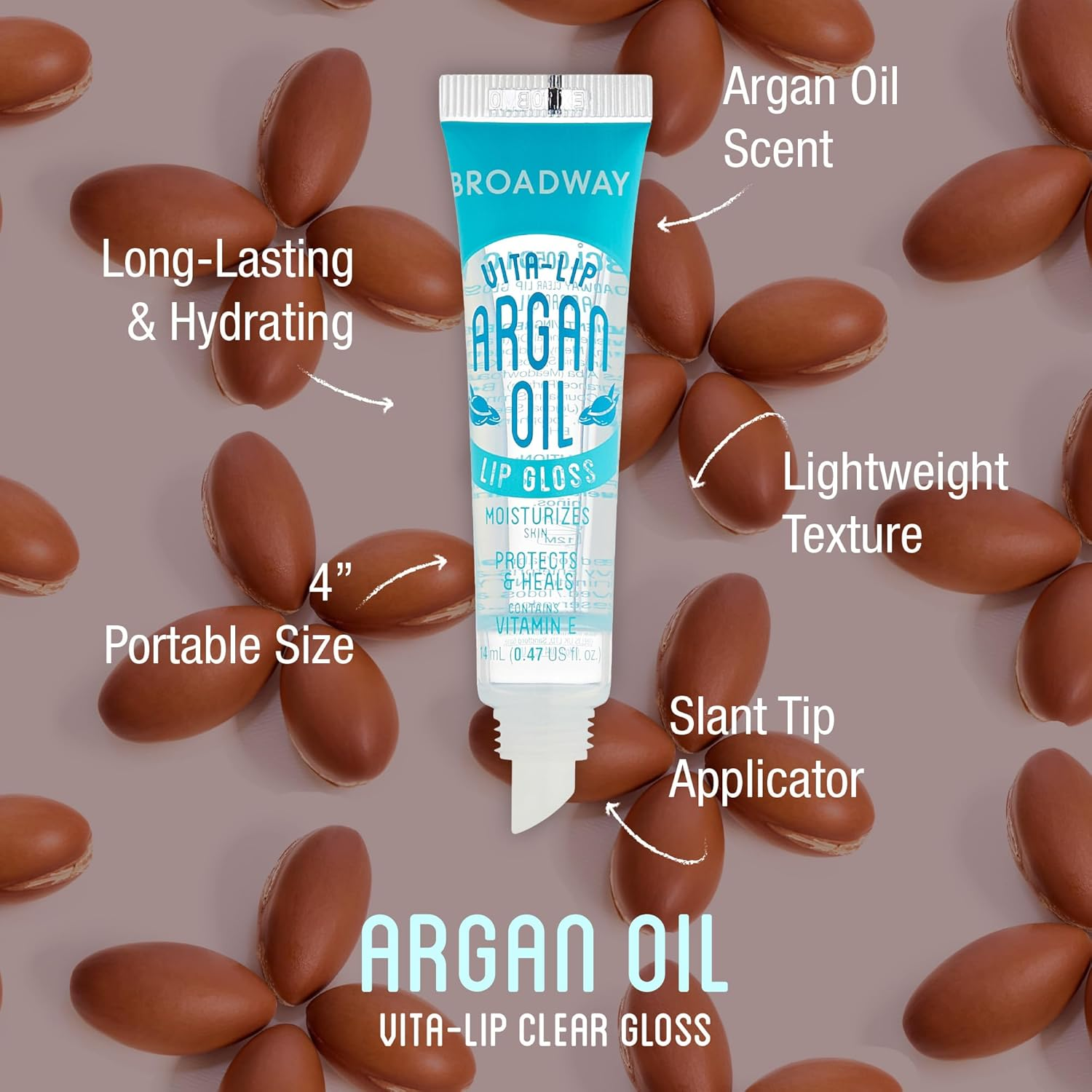 Ruby Kisses Broadway Vita-Lip Clear Lip Gloss (Argan Oil 48 Pack), Ultra-Hydrating & Soothing Formula with Multi-Vitamin Oils, High-Shine Non-Sticky Finish, Protecting Glossy Lip Balm with Vitamin E image number 3