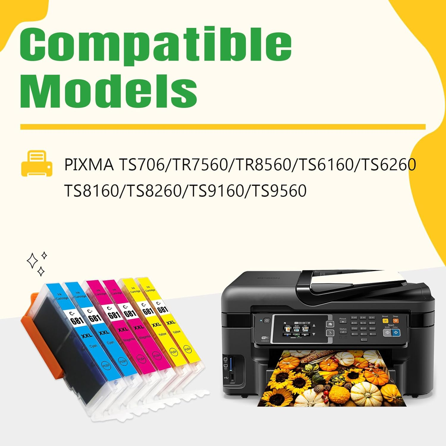 680Xxl 681Xxl Ink Cartridge Compatible for Canon PGI-680 XXL CLI-681 XXL Ink Replacement for Canon PIXMA TR7560 TR8560 TR8660 Tr8660A TS6160 TS6260 TS8160 TS8260 TS9160 TS9560 TS706 (2C2M2Y) - Cmy image number 6