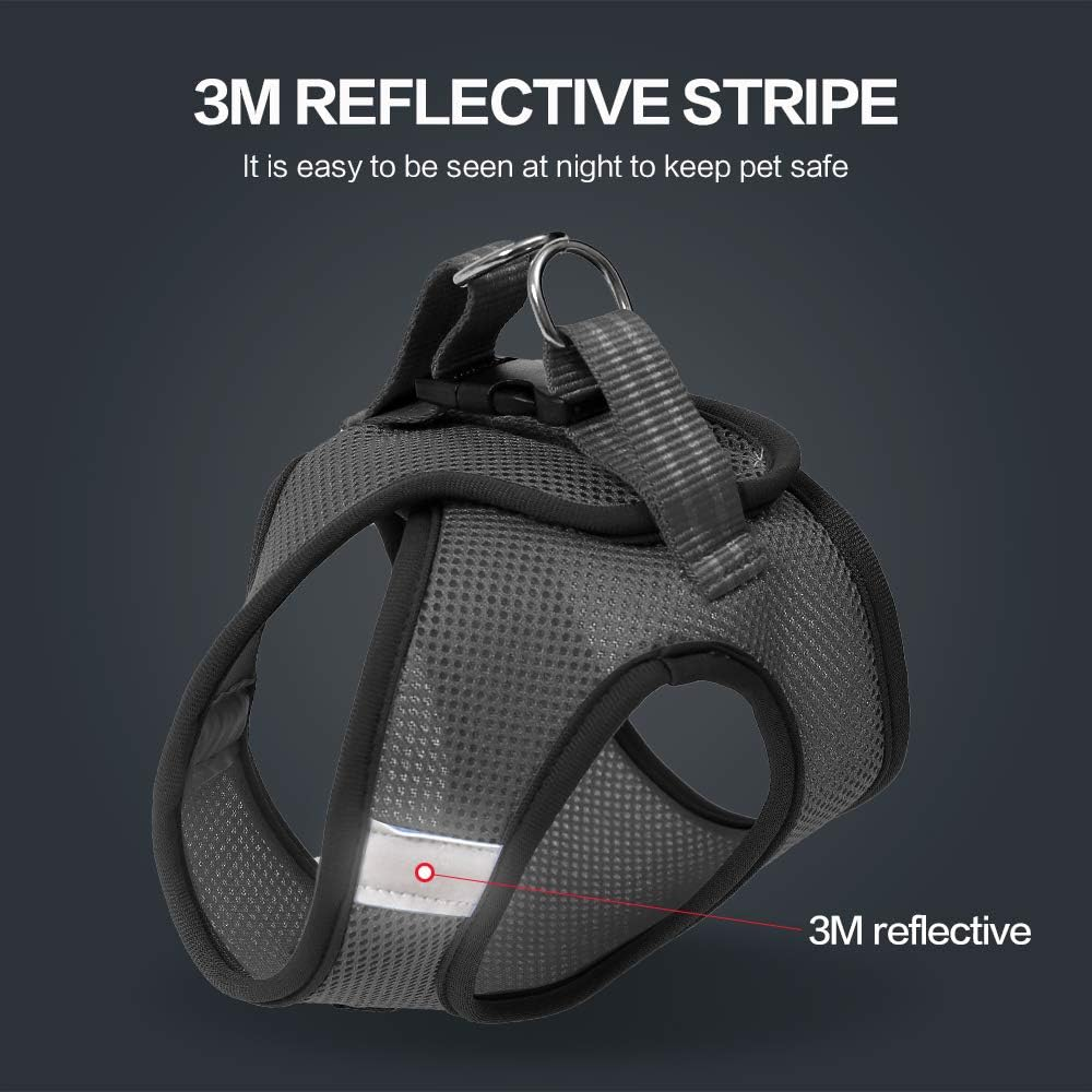 Dotoner Cat Outdoor Walking Harness Set, Pet Vest Cat Harness Breathable Mesh, Adjustable Reflective Cat Chest Straps with Escape Proof Buckle (L (Pack of 1), Grey) image number 2