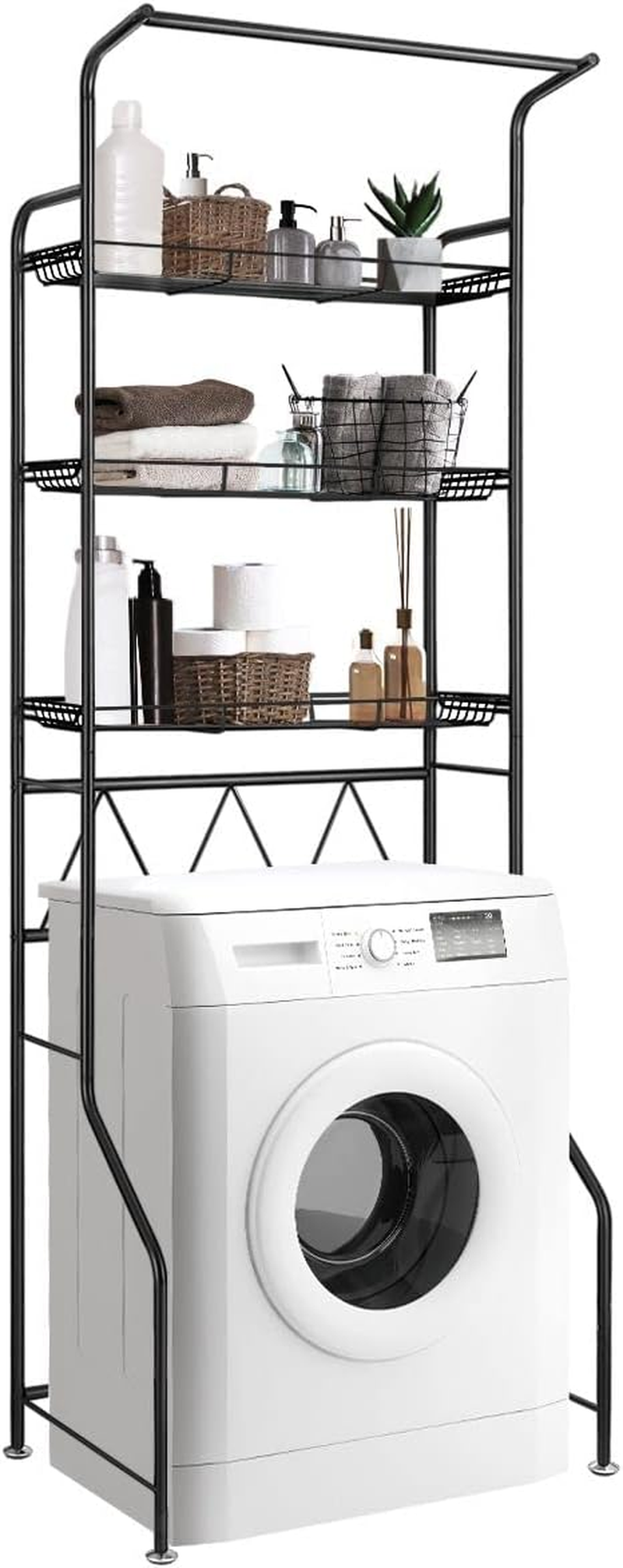 3-Tier over Toilet Washing Machine Shelf Steel Freestanding Bathroom Rack Laundry Shelf Storage Organizer