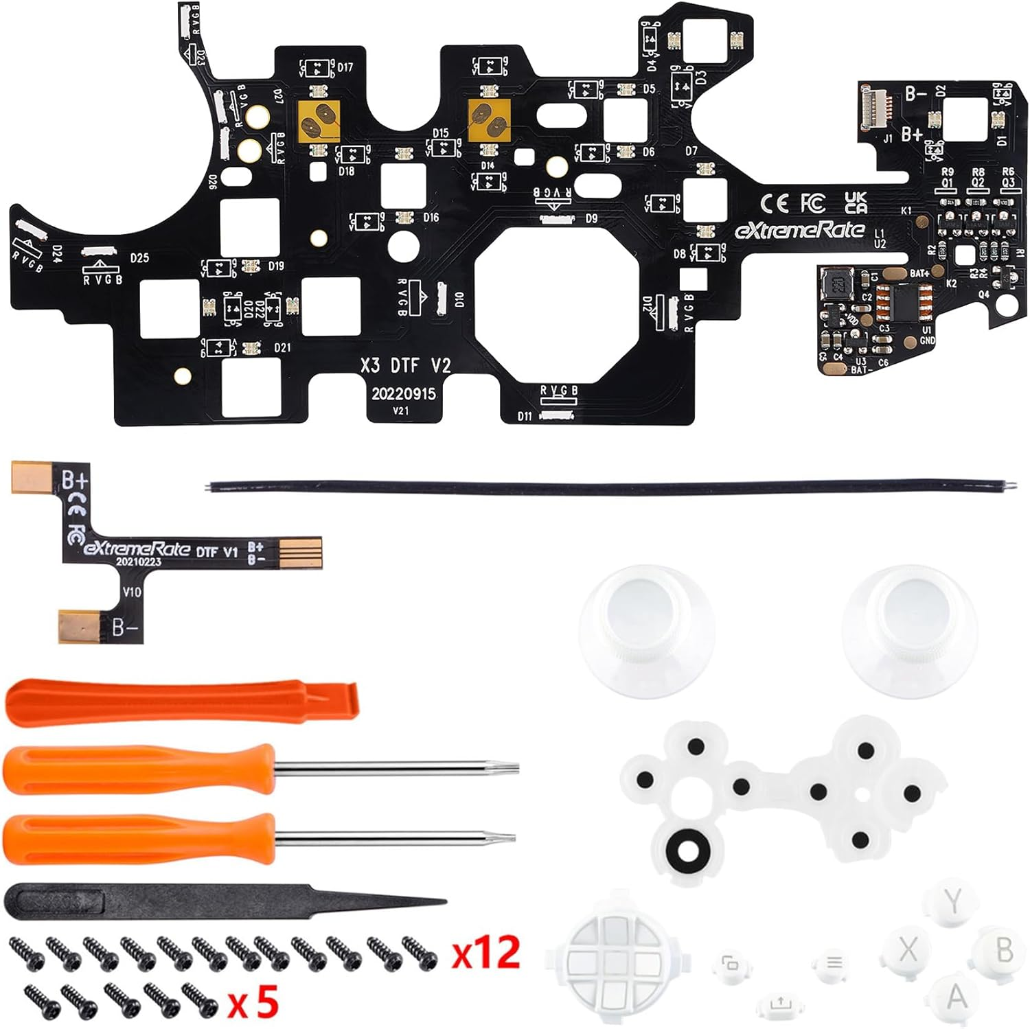 Extremerate Multi-Colors Luminated Dpad Thumbsticks Start Back Sync ABXY Buttons for Xbox Series X/S Controller, White Classical Symbols Buttons DTF LED Kit for Xbox Core Controller image number 1