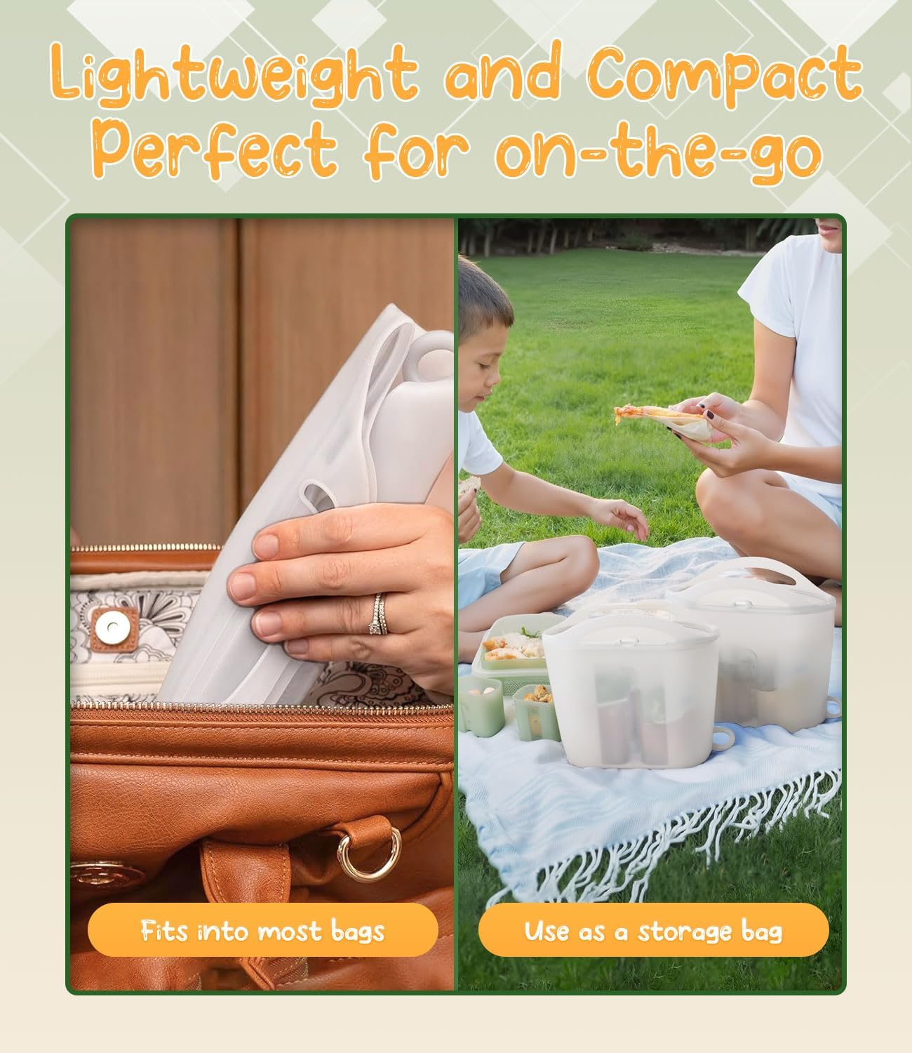 Silicone Microwave Steriliser Bag - 1200Ml Microwave Steam Sterilizer Bags for Baby Bottles, Breast Pump Parts & Other Toddler Accessories, Reusable Sterilizing Bag for Home and Travel image number 5