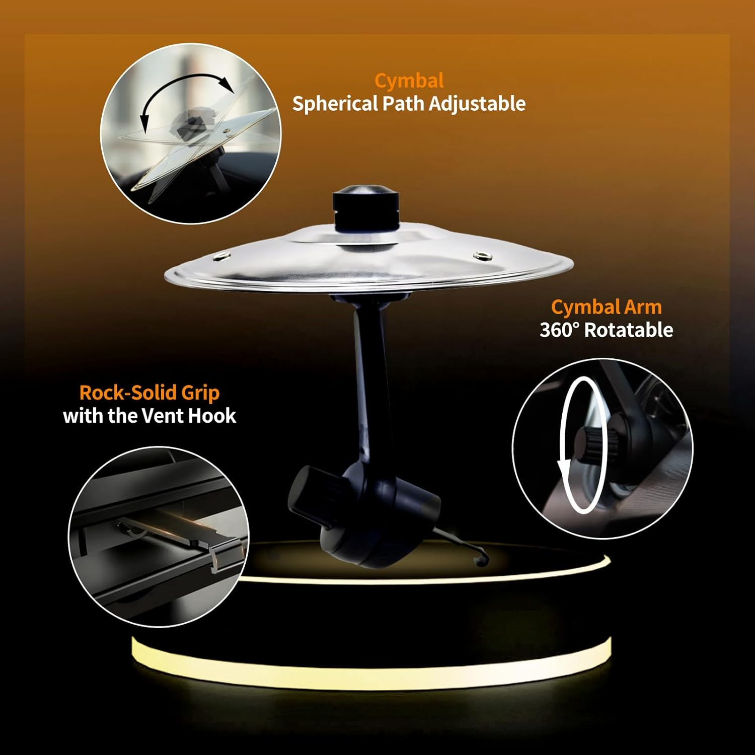 Car Cymbal, Car Crash Cymbal Air Vent - Easy Clip-On Mini Cymbal for Car Dashboard.Cool Car Interior Accessories for Entertainment(Silver) image number 4