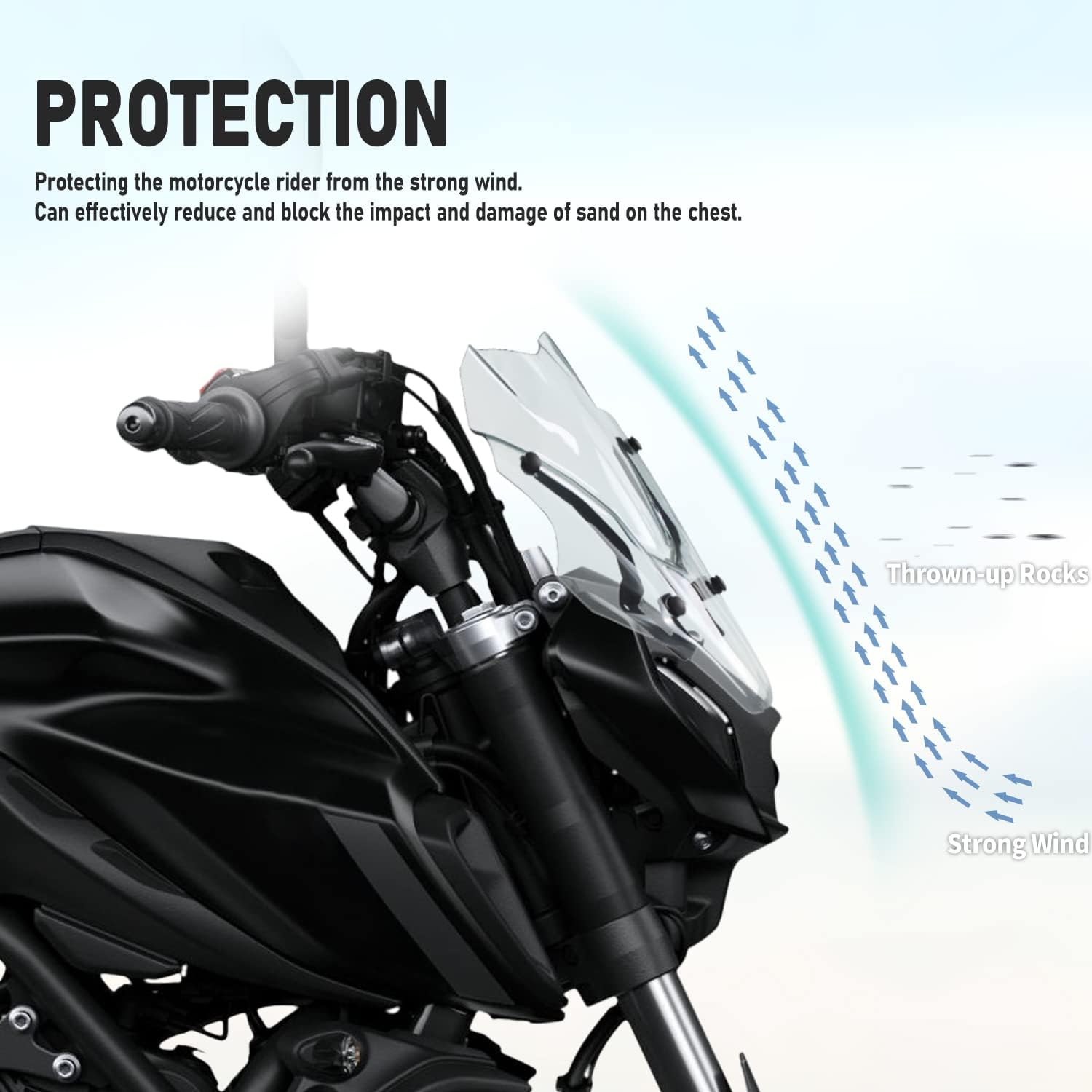 Motorcycle Touring Windshield Windscreen Fairing Wind Deflector MT07 FZ07 Screen Shield Visor Protector W/Bracket Compatible with Ya-Maha MT FZ 07 MT-07 FZ-07 2021-2024(Light Smoke) image number 3