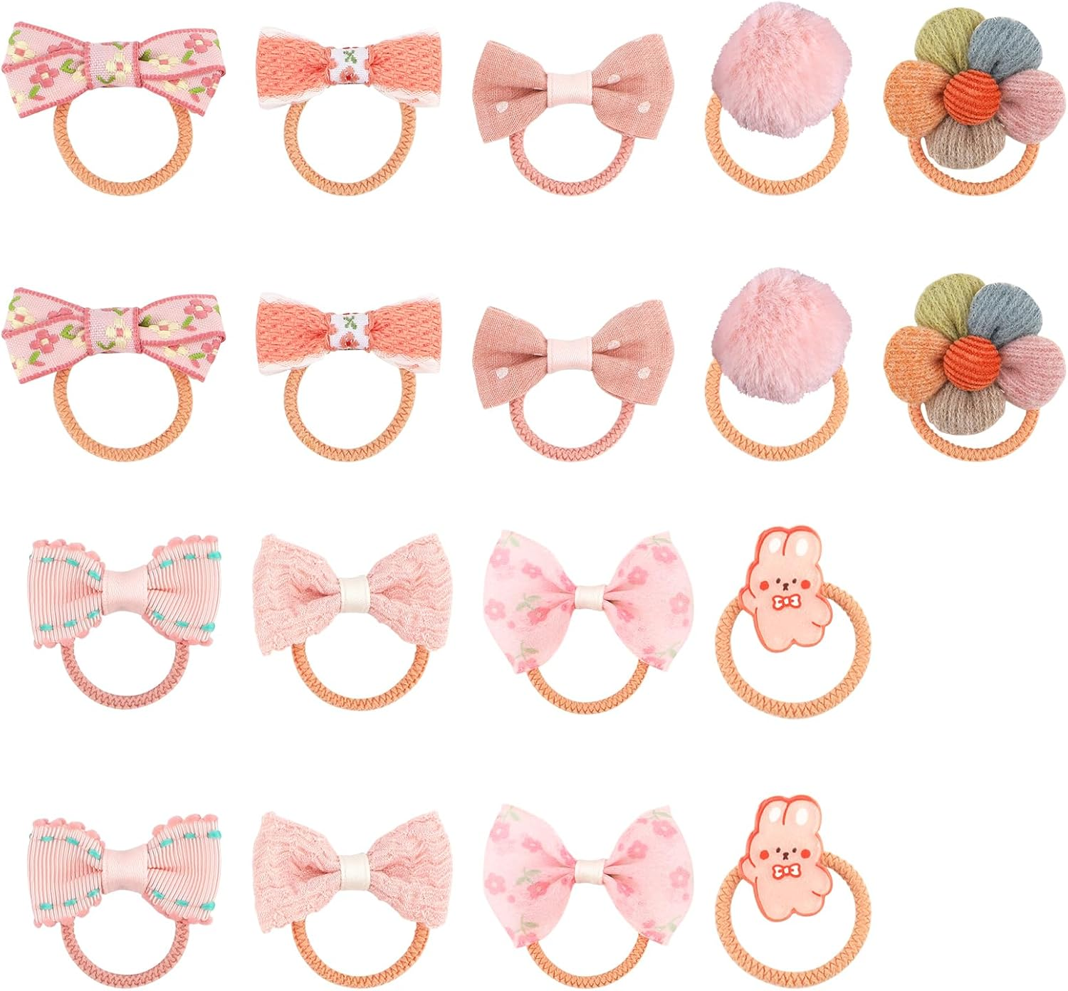 18Pcs Dog Hair Bows with Rubber Bands, Pink Small Dog Hair Bows Cute Puppy Bows Dog Hair Ties Flower Ball Bunny Bowknot Dog Hair Accessories Pet Hair Bows image number 3