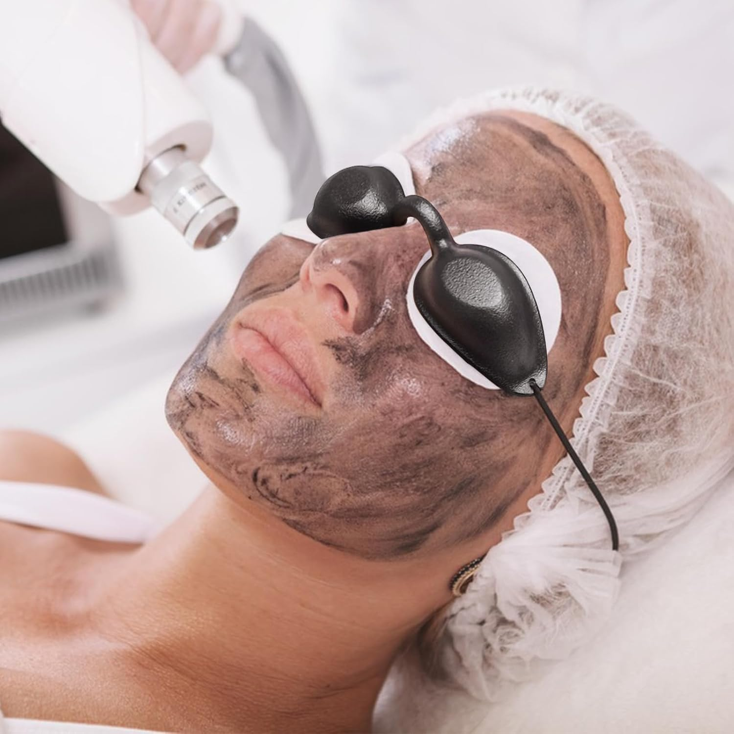 Safety Tanning Goggles and Durable Eye Patch Light Protection Eyewear with Transparent Bags for Patients in IPL, UV, Infrared LED Light Therapy Sunbathing on the Beach - Black image number 3