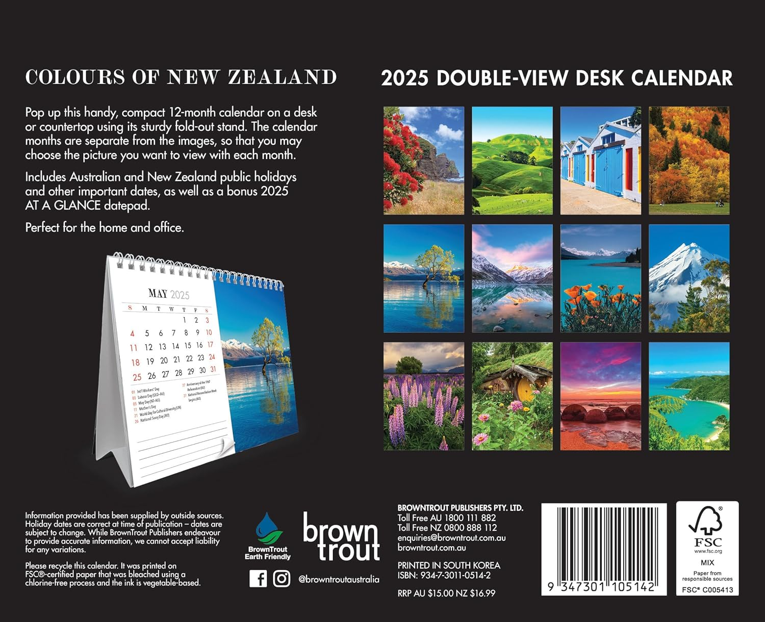 Colours of New Zealand 2025 Double View Desk Easel image number 1
