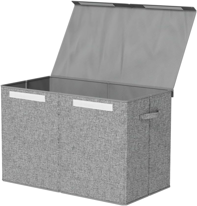 Keezi Large Toy Box Chest Storage with Flip-Top Lid Foldable Organizer Bins Grey image number 1