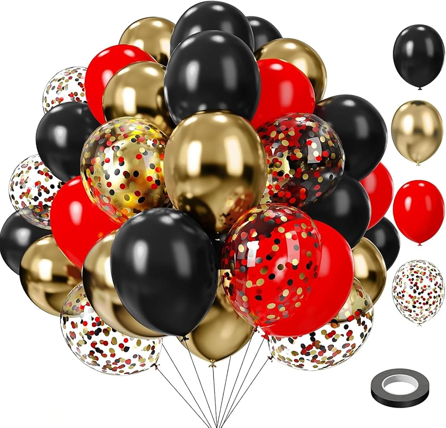 Black White Gold Balloon 75Pcs,Black White and Gold Party Decorations, 12In and 5In Black Gold White Party Balloons for Black White and Gold Birthday Decorations, New Year Balloons, Wedding Decoration
