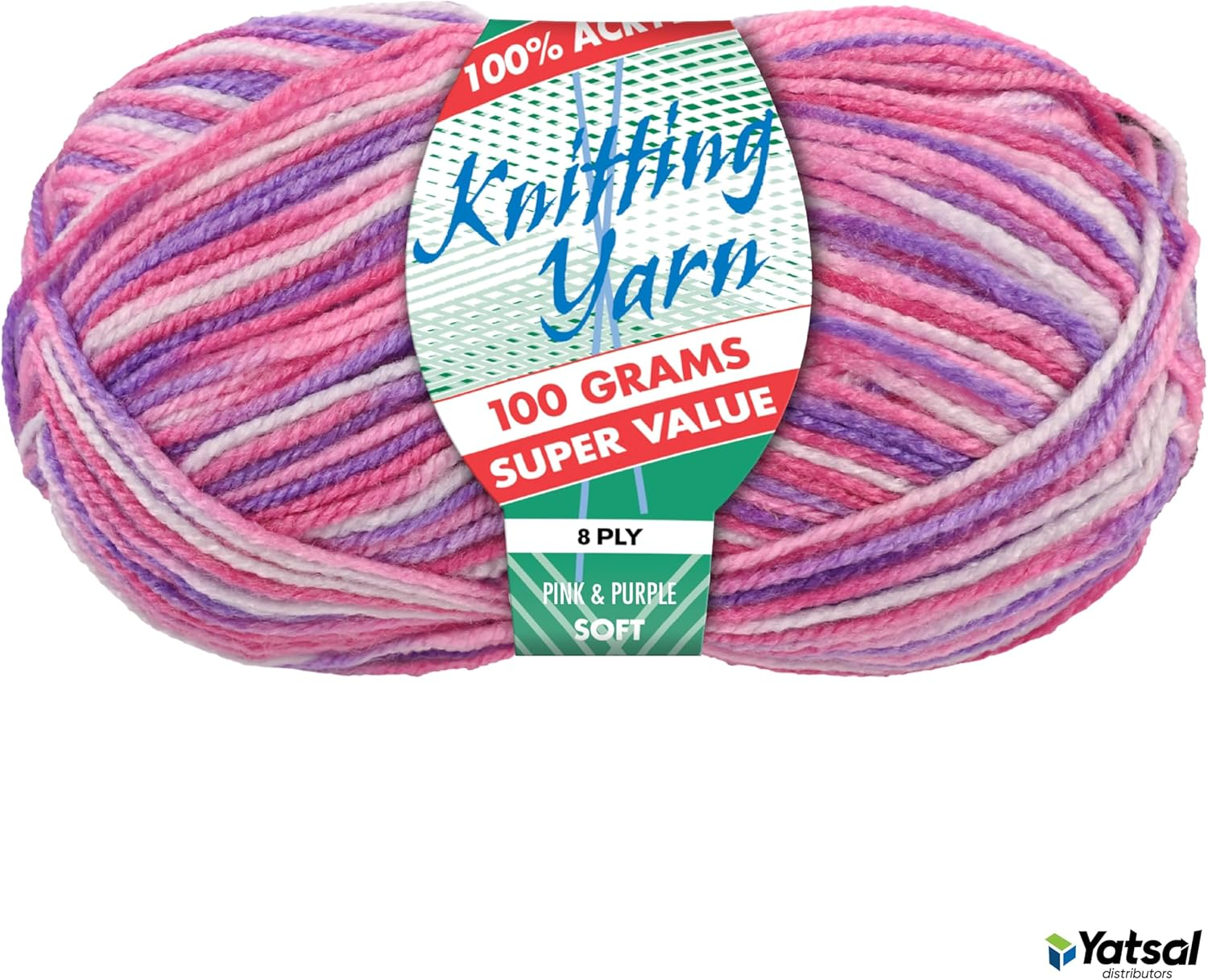 100% Acrylic 8-Ply Knitting Yarn 100 G, Pink Purple image number 4
