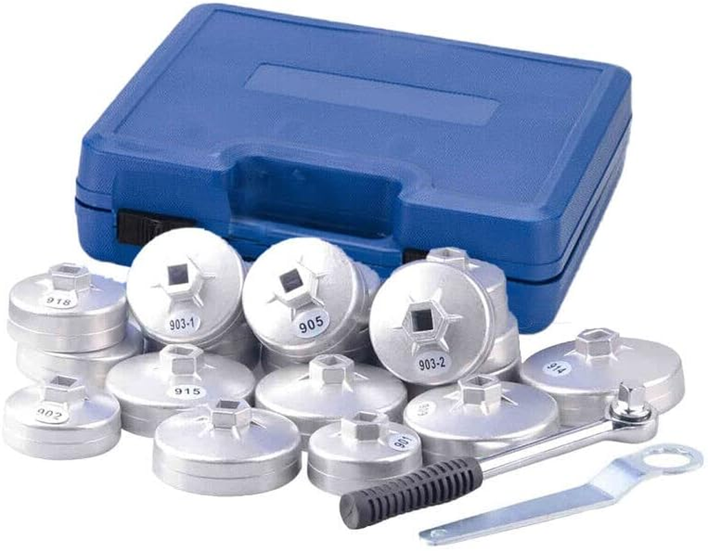 23Pcs Cap Type Oil Filter Wrench Set Automotive Removal Socket Tool Kit image number 6