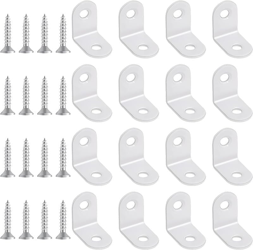 20Pcs L Bracket Corner Brace with Screws, 90 Degree Corner Braces, Stainless Steel image number 1