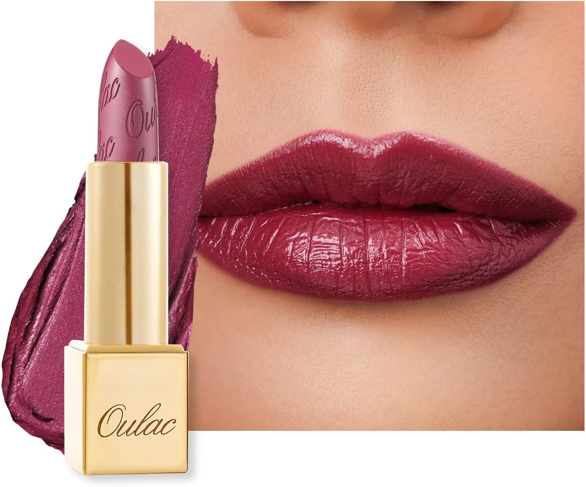 OULAC Lipstick Metallic Gloss Finish, No Grain Feeling Lipstick with Long Lasting Moisture and Water Density, 4.3G, Cherry Bomb...
