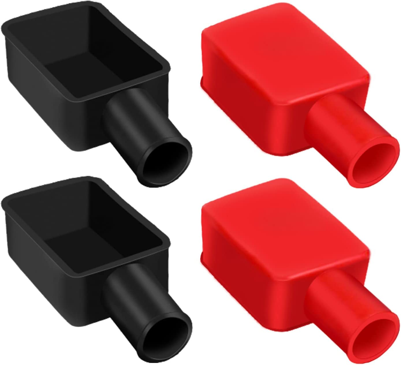 4Pcs Battery Terminal Covers Auto, Insulating Red & Black Soft Rubber Positive and Negative Cable Stud Covers Flexible Battery Terminal Protector Caps for Car Electric Bikes Trucks image number 5