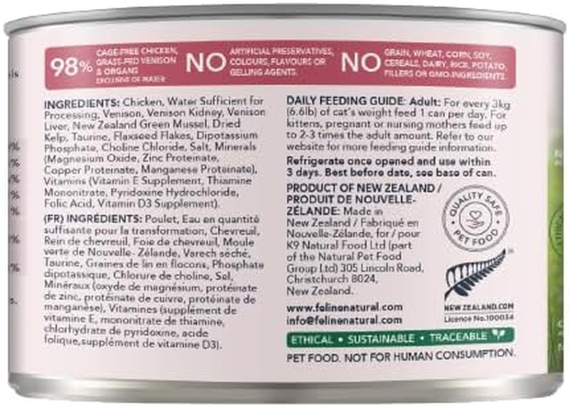 Feline Natural Bpa-Free & Gelatin-Free Canned Cat Food 170G 12 Pack (Chicken & Venison) image number 3