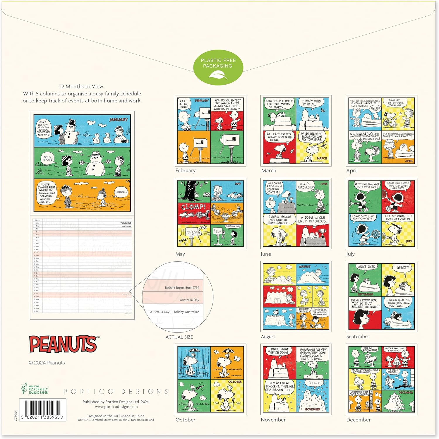 2025 Peanuts Square Family Planner Organiser Wall Calendar image number 3