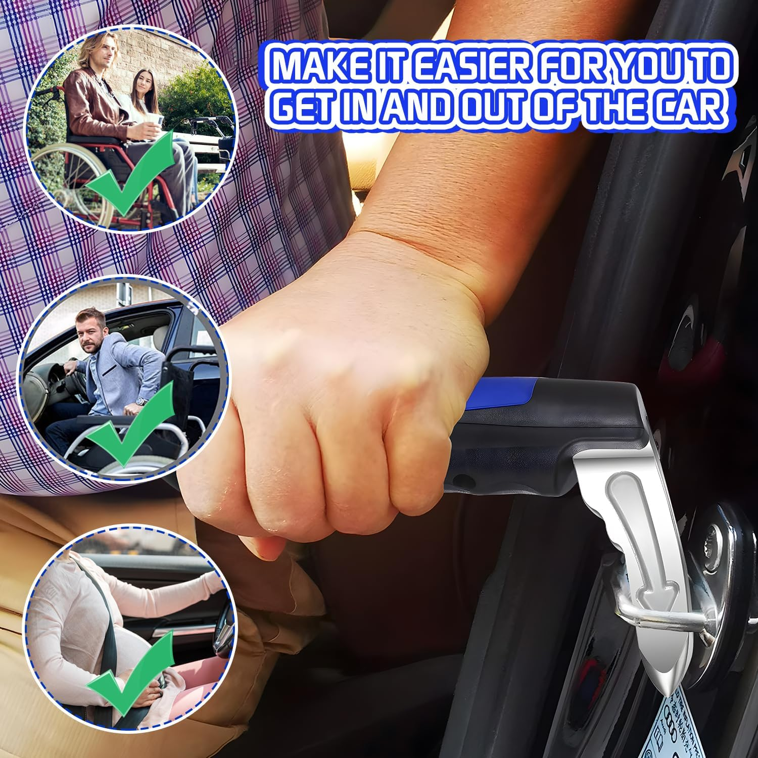 Portable Vehicle Support Handle,Car Door Latch Assist Standing Mobility Aid Grab Handle,Elderly Automotive Door Assist Handle with Glass Breaker image number 5