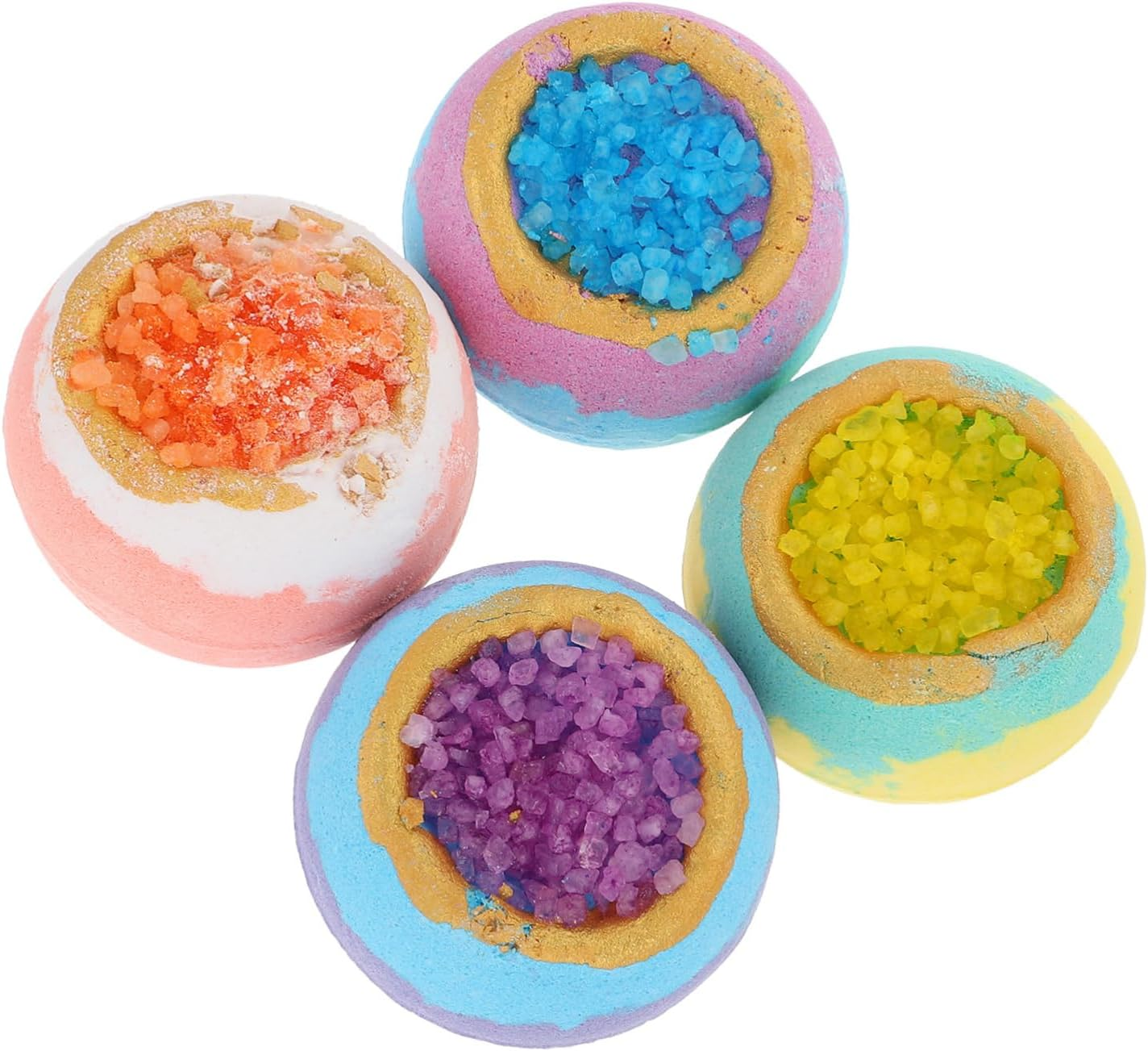 4-Pack Portable Spa Bath Set Box Sea Salt Essential Oil Bubble Balls Relaxing Bath Accessories Face Foot Skin Cleanser for Family Friends
