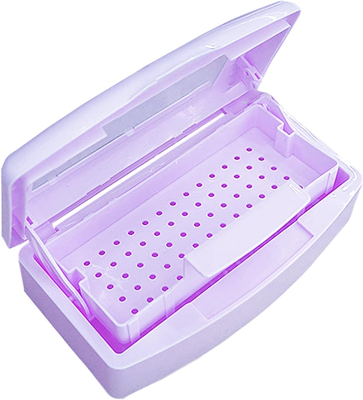 Nail Art Tool Sterilizer Tray,Plastic Clean Sterilizing Box Storage Organizer for Nail,Tweezers,Hair Salon,Spa & Cutter Manicure Equipment (Purple) image number 1