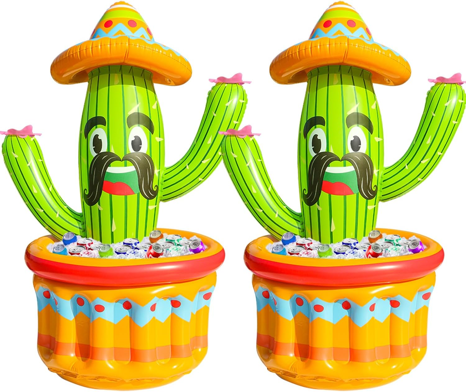 PARENTSWELL 47.5'' Inflatable Cactus Cooler, Inflatable Drink Cooler for Pool Parties, Blow up Cactus Alpaca Ice Bucket Fiesta Mexican Themed Party Supplies Cinco De Mayo Decorations (Or 2 Pack) image number 1