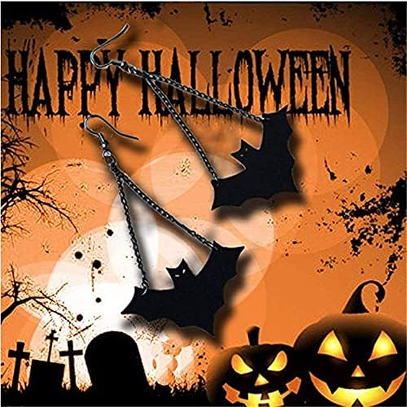 Gothic Bat Earrings Halloween Accessories for Women Girls - Drop Earrings for Halloween Party Cosplay Costumes