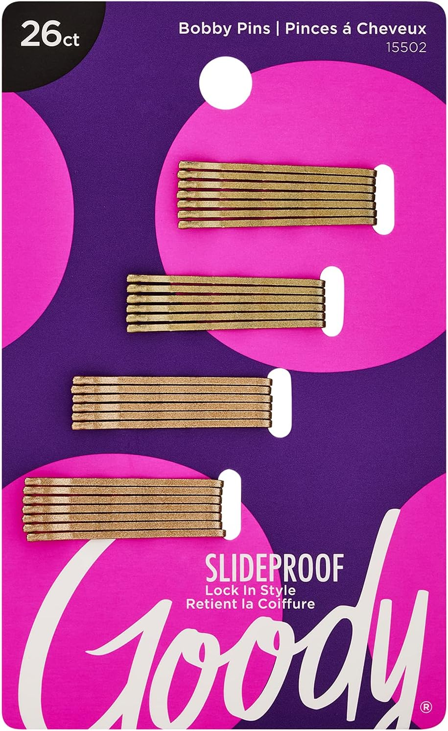 Goody Slideproof Hair Bobby Pins, 26 Count, Metallic Blonde, Slideproof and Lock-In Place, Suitable for All Hair Types, Pain-Free Accessories for Women, Men, Boys and Girls, All Day Comfort